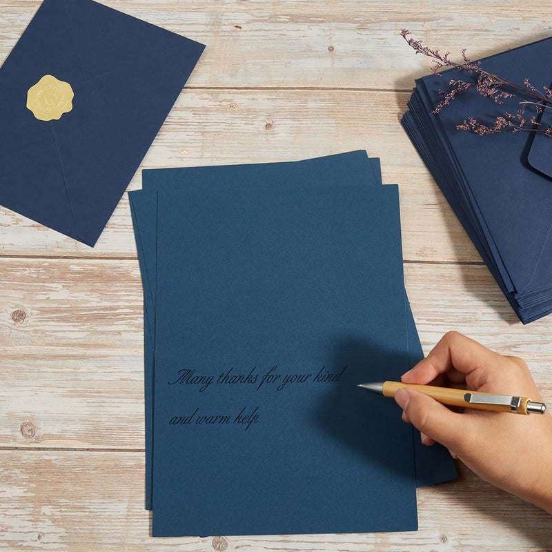 Toperd 50 Pack Navy Blue A6 Envelopes with Cards 4x6 Thick Folded Cardstock and Gold Stickers for Greeting Cards, Wedding, Birthday, Invitations, Baby Showers (Navy Blue, 4x6) - Image 5